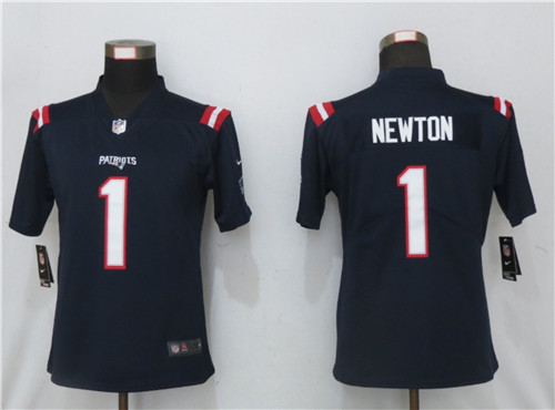 Personalized Women New England Patriots 1 Cam Newton Navy Jersey