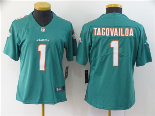 Personalized Dolphins 1 Tua Tagovailoa Aqua Women 2020 NFL Draft First Round Pick Untouchable Limited Jersey