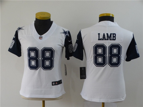Personalized Cowboys 88 Ceedee Lamb White Women 2020 NFL Draft Color Rush Limited Jersey