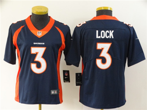 Personalized Broncos 3 Drew Lock Navy Women Untouchable Limited Jersey