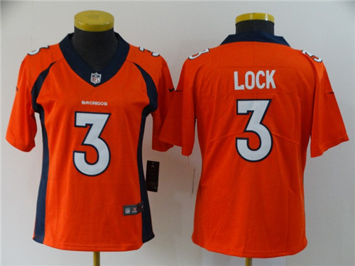 Personalized Broncos 3 Drew Lock Orange Women Untouchable Limited Jersey