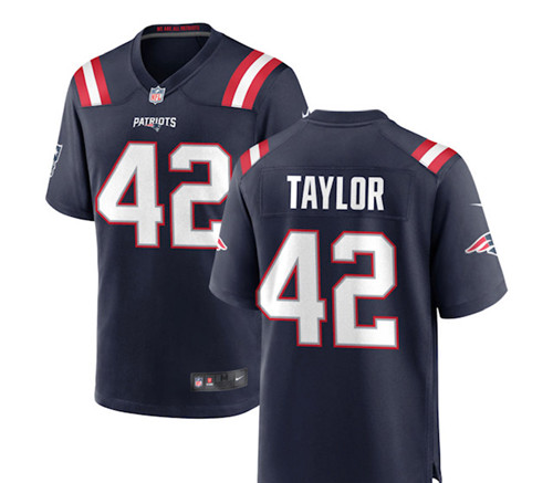 Personalized Patriots #42 J.J. Taylor Navy Limited Jersey