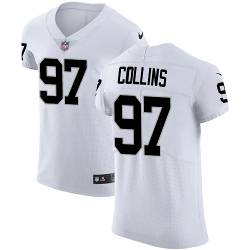 Personalized Raiders #97 Maliek Collins White Men’s Stitched NFL New Elite Jersey