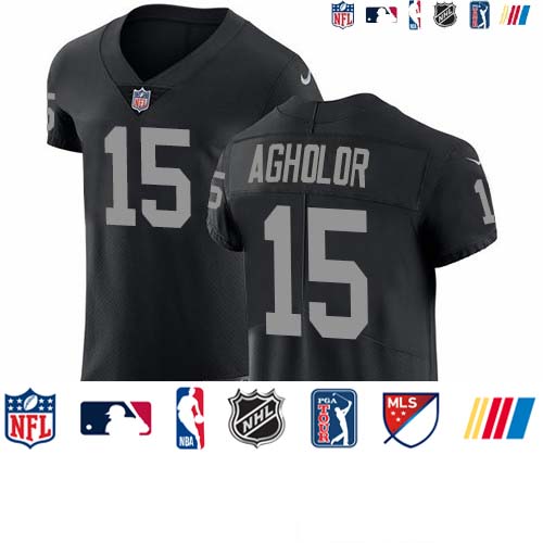Personalized Raiders #15 Nelson Agholor Black Team Color Men’s Stitched NFL Untouchable Elite Jersey