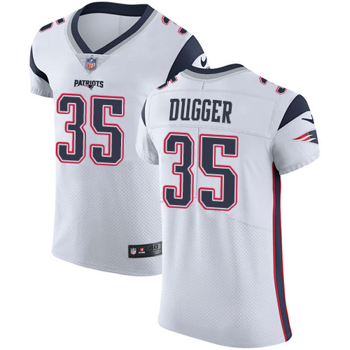 Personalized Patriots #35 Kyle Dugger White Men’s Stitched NFL New Elite Jersey