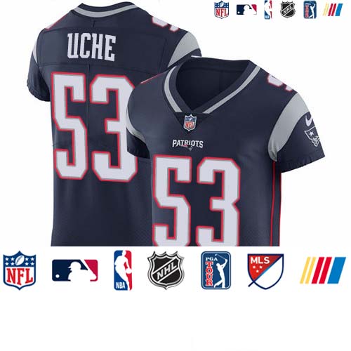 Personalized Patriots #53 Josh Uche Navy Blue Team Color Men’s Stitched NFL Untouchable Elite Jersey