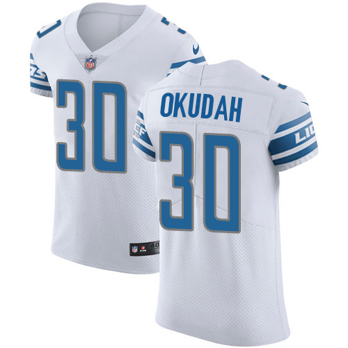 Personalized Lions #30 Jeff Okudah White Men’s Stitched NFL New Elite Jersey