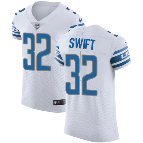 Personalized Lions #32 D’Andre Swift White Men’s Stitched NFL New Elite Jersey