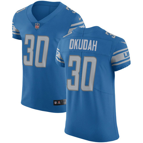 Personalized Lions #30 Jeff Okudah Blue Team Color Men’s Stitched NFL Untouchable Elite Jersey
