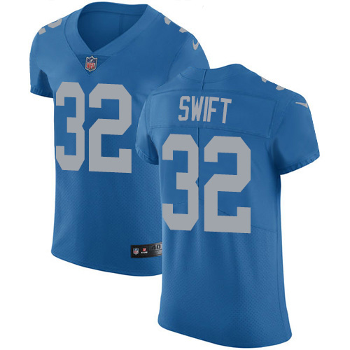 Personalized Lions #32 D’Andre Swift Blue Throwback Men’s Stitched NFL Untouchable Elite Jersey