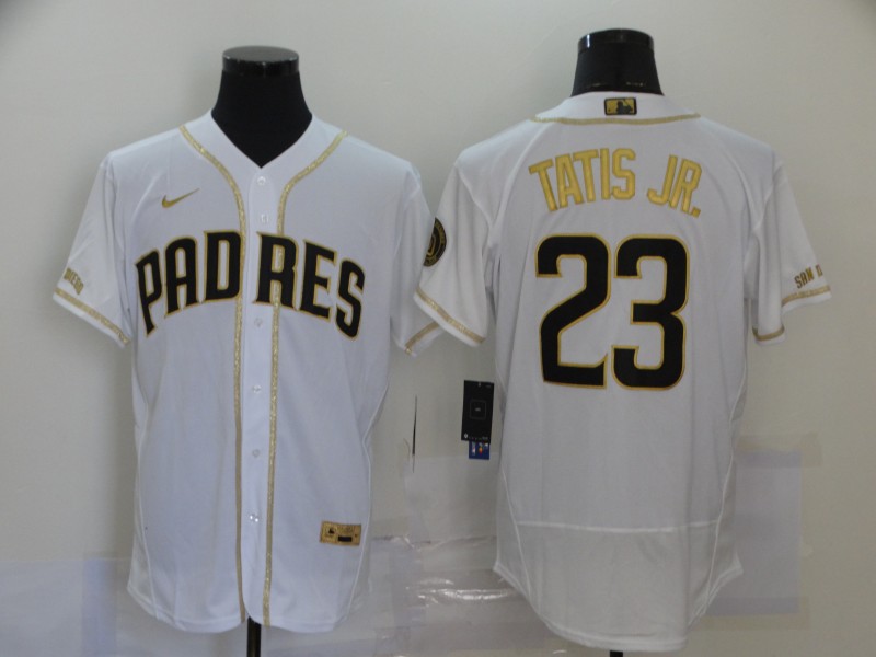 Personalized Padres 23 Fernando Tatis Jr. White Gold Flexbase Jersey