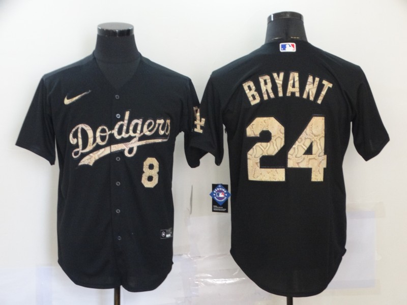 Personalized Dodgers 8 & 24 Kobe Bryant Black Camo 2020 Cool Base Jersey