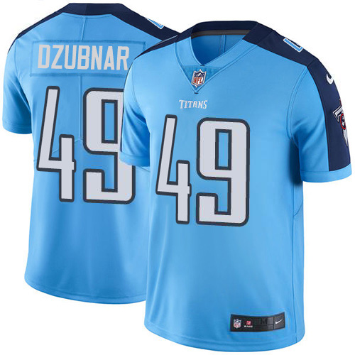 Personalized Titans #49 Nick Dzubnar Light Blue Men’s Stitched NFL Limited Rush Jersey