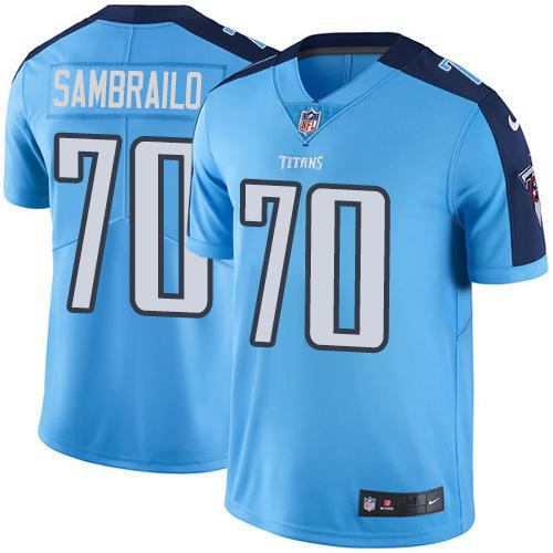 Personalized Titans #70 Ty Sambrailo Light Blue Men’s Stitched NFL Limited Rush Jersey
