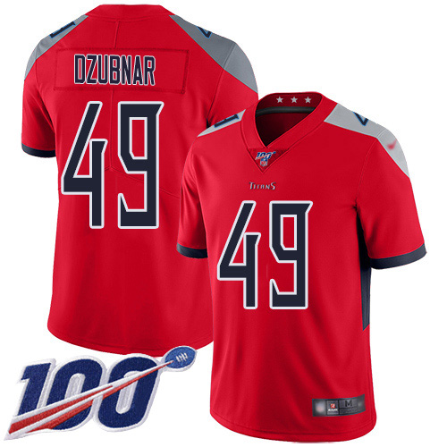 Personalized Titans #49 Nick Dzubnar Red Men’s Stitched NFL Limited Inverted Legend 100th Season Jersey