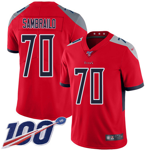 Personalized Titans #70 Ty Sambrailo Red Men’s Stitched NFL Limited Inverted Legend 100th Season Jersey