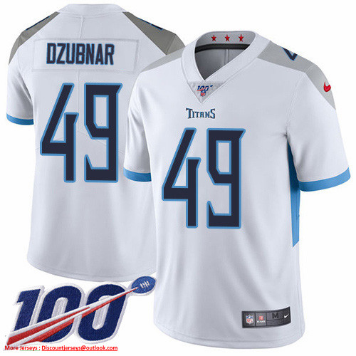 Personalized Titans #49 Nick Dzubnar White Men’s Stitched NFL 100th Season Untouchable Limited Jersey