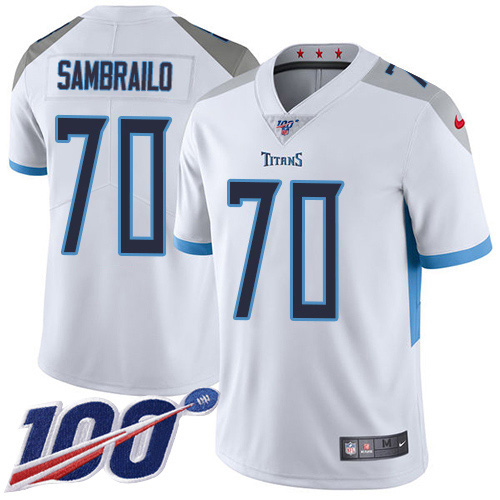 Personalized Titans #70 Ty Sambrailo White Men’s Stitched NFL 100th Season Untouchable Limited Jersey