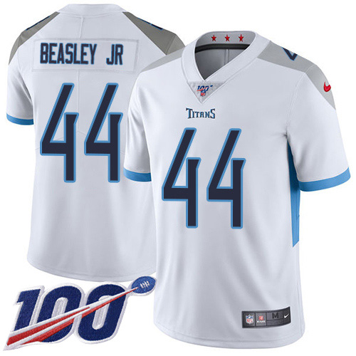 Personalized Titans #44 Vic Beasley Jr White Men’s Stitched NFL 100th Season Untouchable Limited Jersey