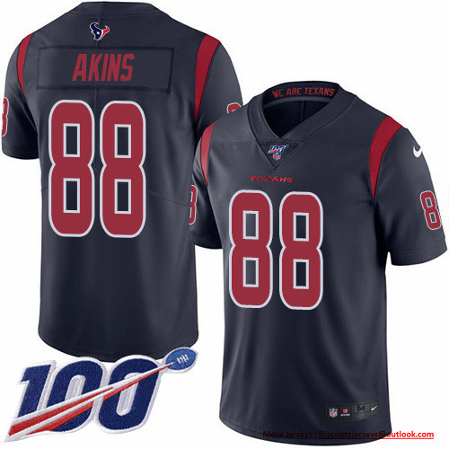 Personalized Texans #88 Jordan Akins Navy Blue Men’s Stitched NFL Limited Rush 100th Season Jersey