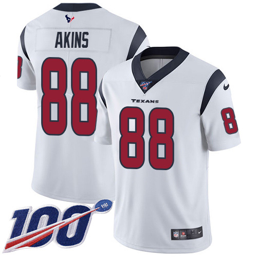 Personalized Texans #88 Jordan Akins White Men’s Stitched NFL 100th Season Untouchable Limited Jersey