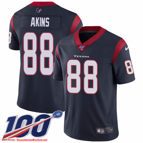 Personalized Texans #88 Jordan Akins Navy Blue Team Color Men’s Stitched NFL 100th Season Untouchable Limited Jersey