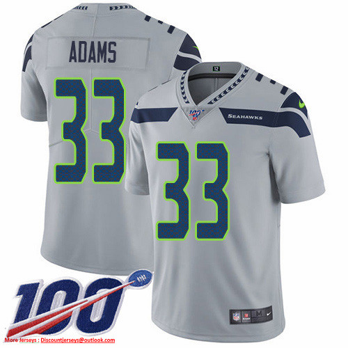 Personalized Seahawks #33 Jamal Adams Grey Alternate Men’s Stitched NFL 100th Season Untouchable Limited Jersey