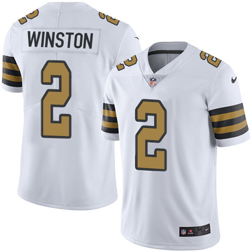 Personalized Saints #2 Jameis Winston White Men’s Stitched NFL Limited Rush Jersey