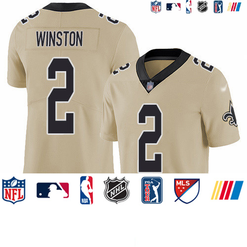 Personalized Saints #2 Jameis Winston Gold Men’s Stitched NFL Limited Inverted Legend Jersey