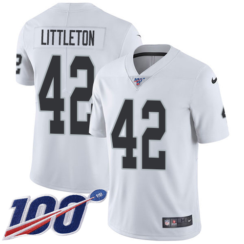 Personalized Raiders #42 Cory Littleton White Men’s Stitched NFL 100th Season Untouchable Limited Jersey