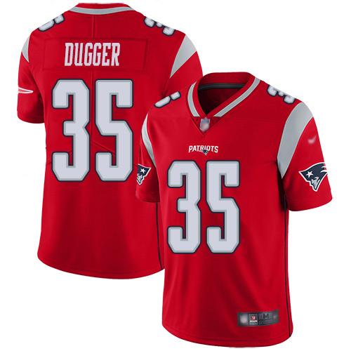 Personalized Patriots #35 Kyle Dugger Red Men’s Stitched NFL Limited Inverted Legend Jersey