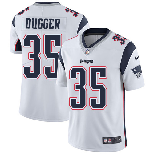 Personalized Patriots #35 Kyle Dugger White Men’s Stitched NFL Untouchable Limited Jersey