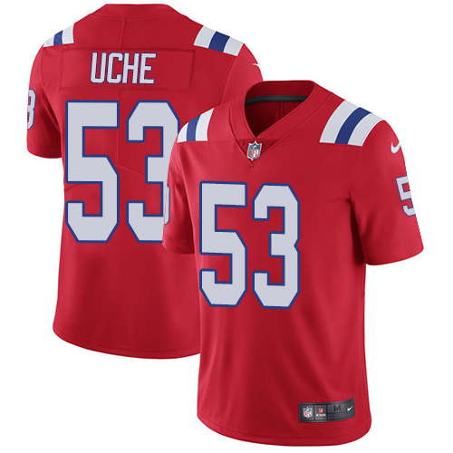 Personalized Patriots #53 Josh Uche Red Alternate Men’s Stitched NFL Untouchable Limited Jersey
