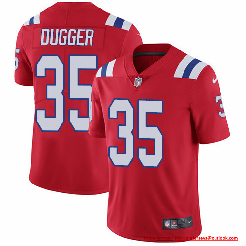 Personalized Patriots #35 Kyle Dugger Red Alternate Men’s Stitched NFL Untouchable Limited Jersey