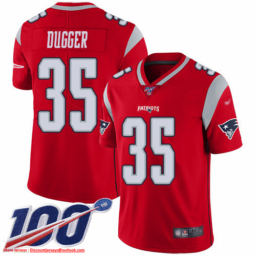 Personalized Patriots #35 Kyle Dugger Red Men’s Stitched NFL Limited Inverted Legend 100th Season Jersey