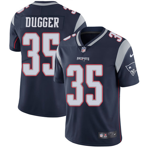 Personalized Patriots #35 Kyle Dugger Navy Blue Team Color Men’s Stitched NFL Untouchable Limited Jersey