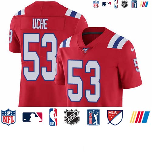 Personalized Patriots #53 Josh Uche Red Alternate Men’s Stitched NFL 100th Season Untouchable Limited Jersey