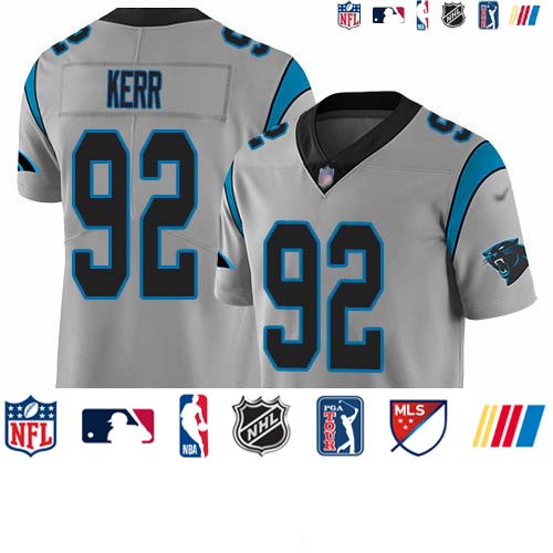 Personalized Panthers #92 Zach Kerr Silver Men’s Stitched NFL Limited Inverted Legend Jersey