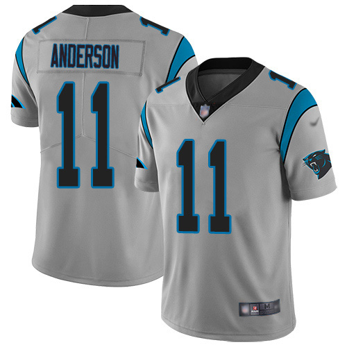 Personalized Panthers #11 Robby Anderson Silver Men’s Stitched NFL Limited Inverted Legend Jersey