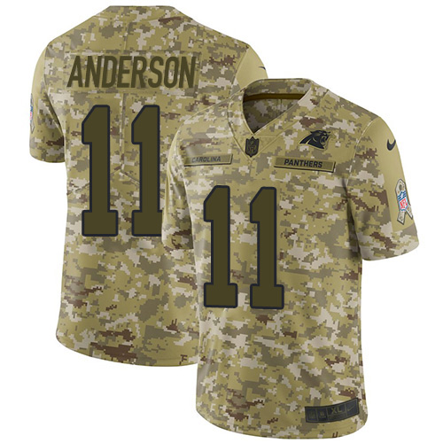 Personalized Panthers #11 Robby Anderson Camo Men’s Stitched NFL Limited 2018 Salute To Service Jersey