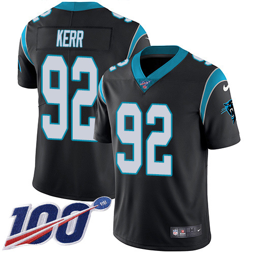 Personalized Panthers #92 Zach Kerr Black Team Color Men’s Stitched NFL 100th Season Untouchable Limited Jersey