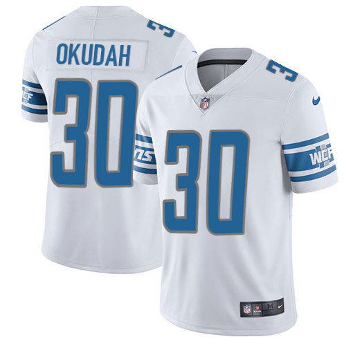 Personalized Lions #30 Jeff Okudah White Men’s Stitched NFL Untouchable Limited Jersey