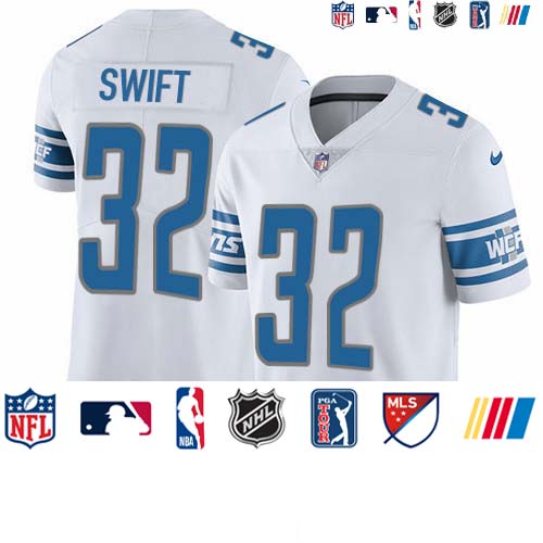 Personalized Lions #32 D’Andre Swift White Men’s Stitched NFL Untouchable Limited Jersey