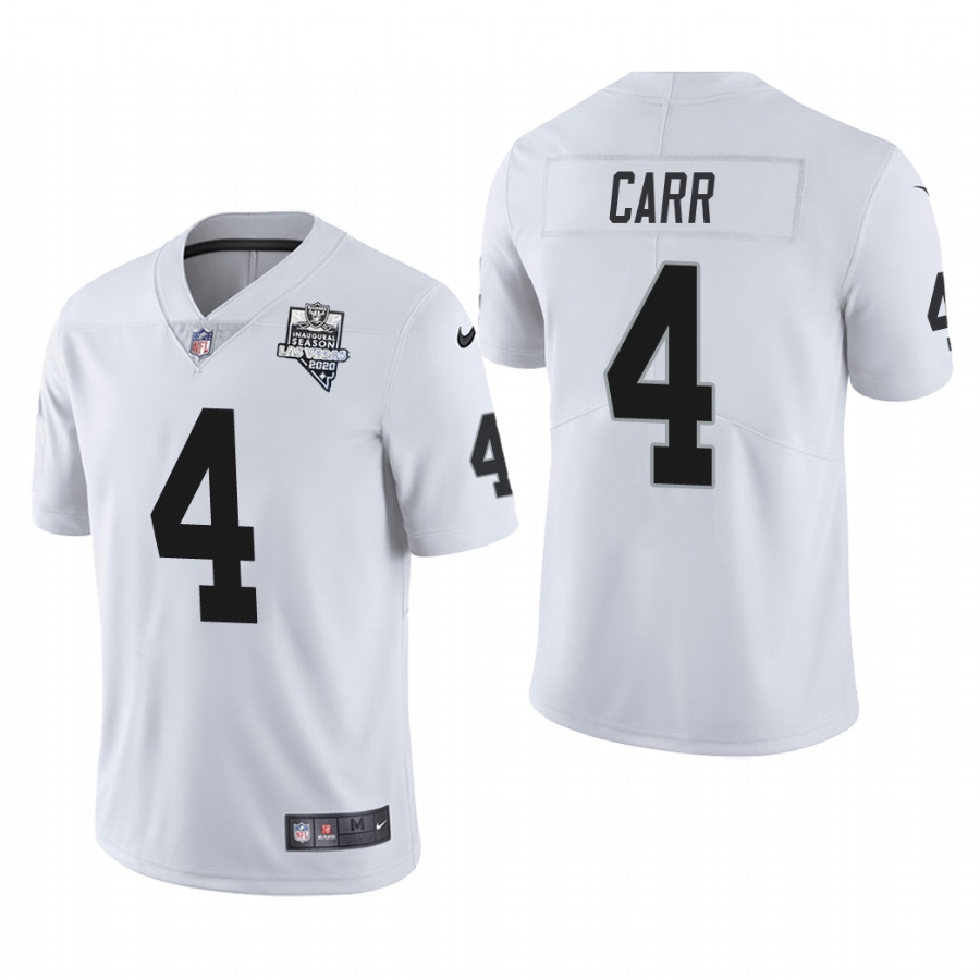 Personalized Las Vegas Raiders #4 Derek Carr Men’s 2020 Inaugural Season Limited NFL Jersey White