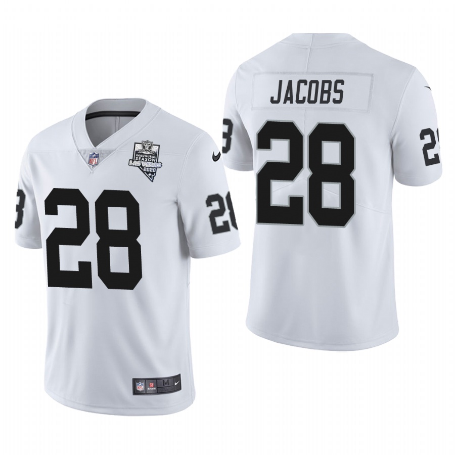 Personalized Las Vegas Raiders #28 Josh Jacobs Men’s 2020 Inaugural Season Limited NFL Jersey White
