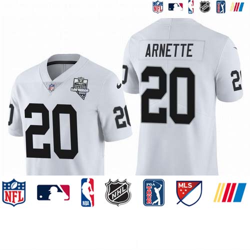 Personalized Las Vegas Raiders #20 Damon Arnette Men’s 2020 Inaugural Season Limited NFL Jersey White
