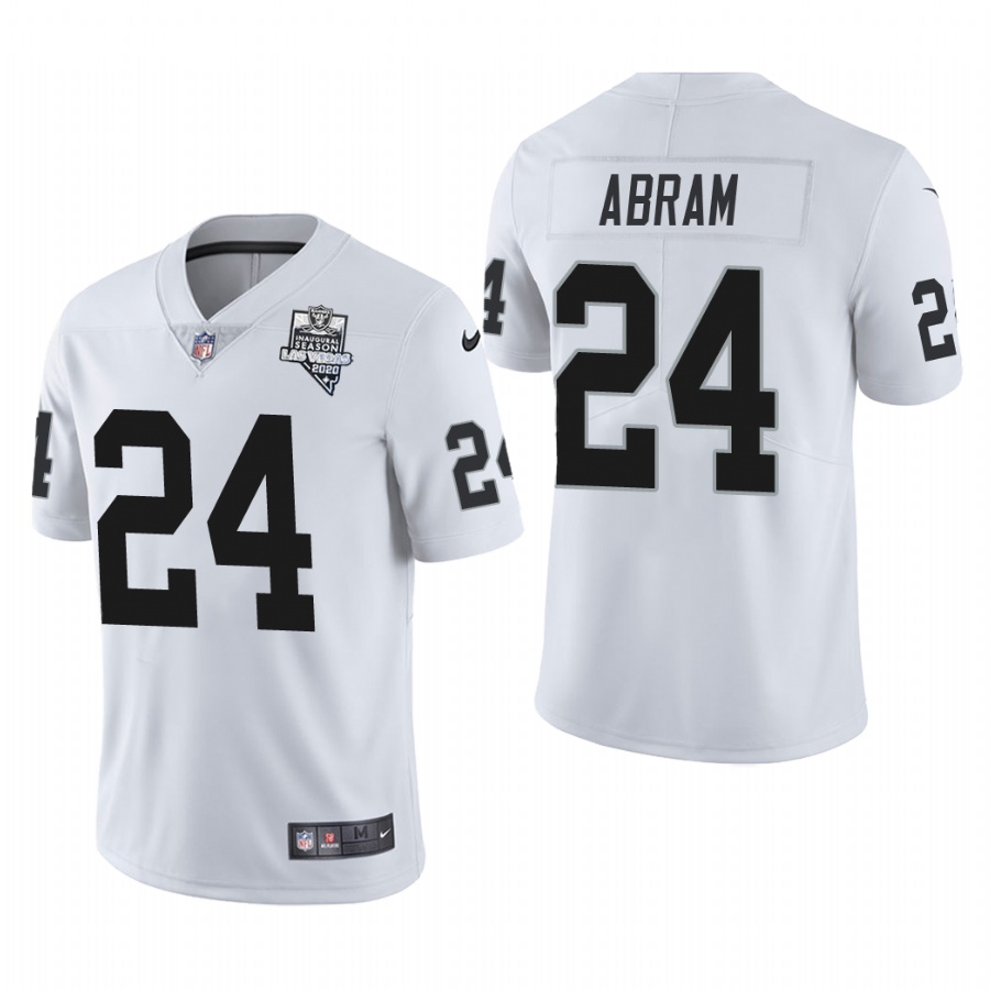 Personalized Las Vegas Raiders #24 Johnathan Abram Men’s 2020 Inaugural Season Limited NFL Jersey White