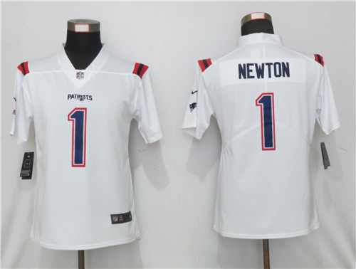 Personalized Youth New England Patriots 1 Cam Newton White Jersey