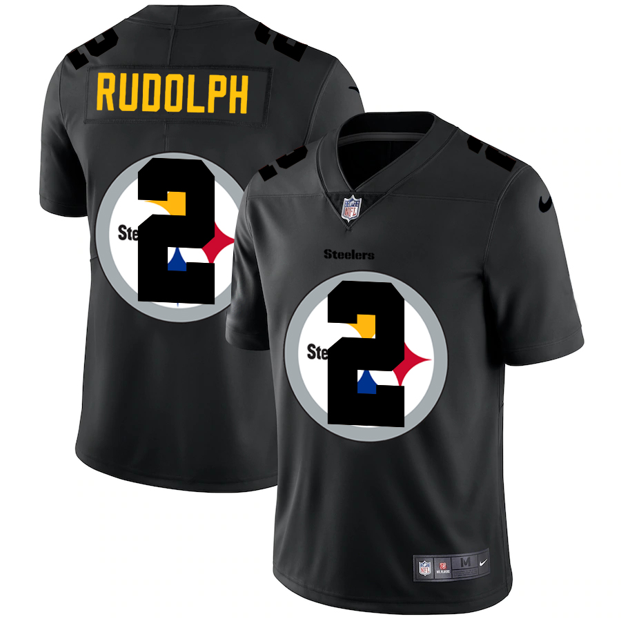 Personalized Pittsburgh Steelers #2 Mason Rudolph Men’s Team Logo Dual Overlap Limited NFL Jersey Black
