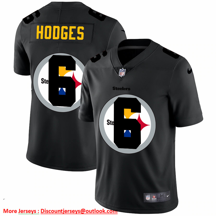 Personalized Pittsburgh Steelers #6 Devlin Hodges Men’s Team Logo Dual Overlap Limited NFL Jersey Black